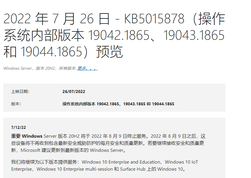 微软最新Win11 KB5015878(19044.1865)